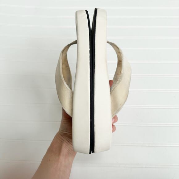 The Row White Ginza Platform Sandals Leather & Velvet Strap Size 37 - Picture 6 of 12